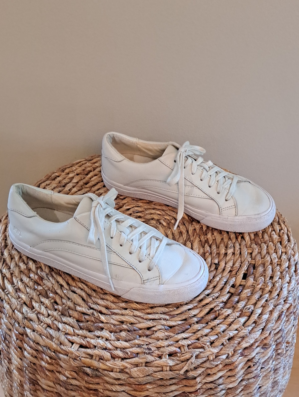 Madewell Womens Sidewalk White Leather Athleisire/Preppy Low Top Sneakers 6.5